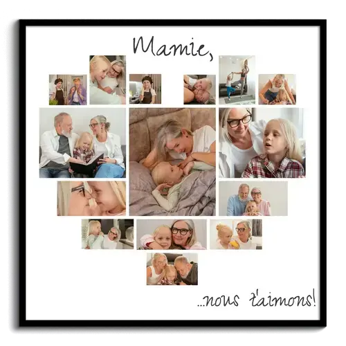 Fotocollage coeur mamie on t aime attention speciale aux grands parents