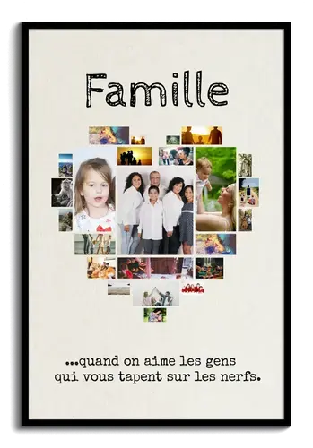 Collage Coeur Famille Personnalisée - Cadeau Amusant