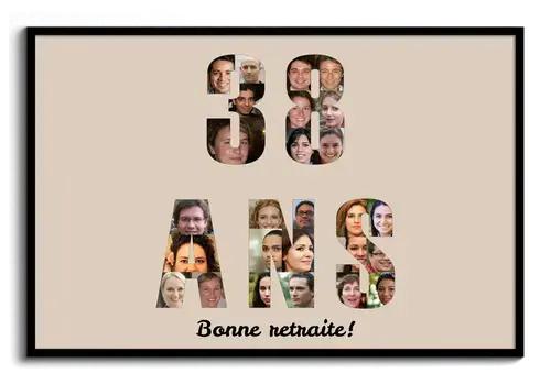 Cadeau photo pour retraite collage de textes et nombres