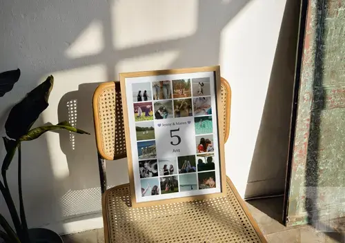 Collage chiffre 5 – 5 ans ensemble, noces de bois