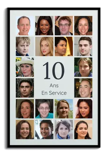 Créez votre collage photo 10 ans: nom, message, 20-80 photos — entreprise, mariage, couple