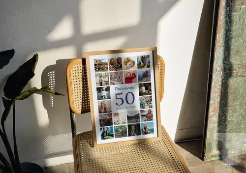 50 Number Photo Collage with Name & Greeting