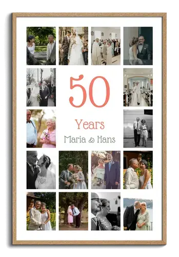 50th Wedding Anniversary Number Photo Collage