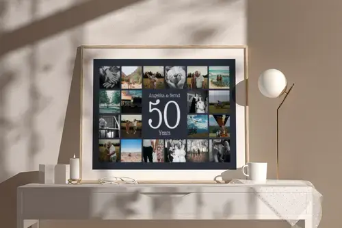 50th Wedding Anniversary Number Photo Collage