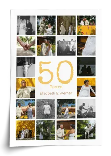 50th Wedding Anniversary Number Photo Collage
