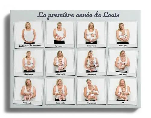 Créez une Affiche Collage Polaroid: Les 12 Mois de Bébé avec Texte Personnalisé