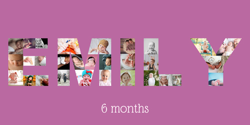 Create a Photo Name Collage for Baby's 6-Month Milestone - Customize Yours Now!