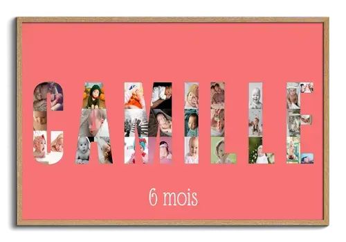 Prenom de l enfant en collage photo
