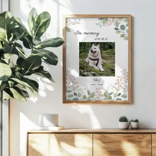 Dog Memorial Single Photo Collage, Oval Frame