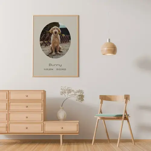 Dog Memorial Single Photo Collage, Oval Frame