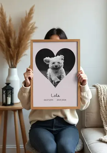 Dog Silhouette Photo Collage Memorial Name & Dates