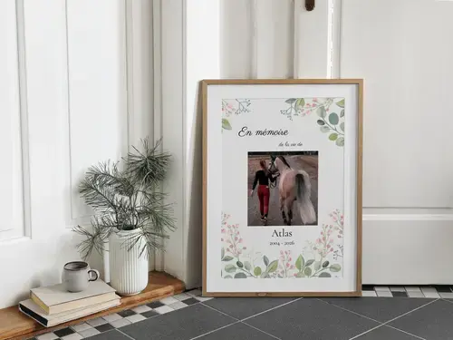 Affiche souvenir cheval avec photo et dates