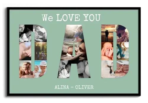 Personalized photo gift Fathers Day with letters DAD WE LOVE YOU