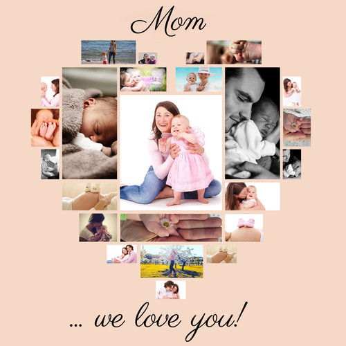 Create a Heart Collage for Mom - Personalize "We Love You" Tribute