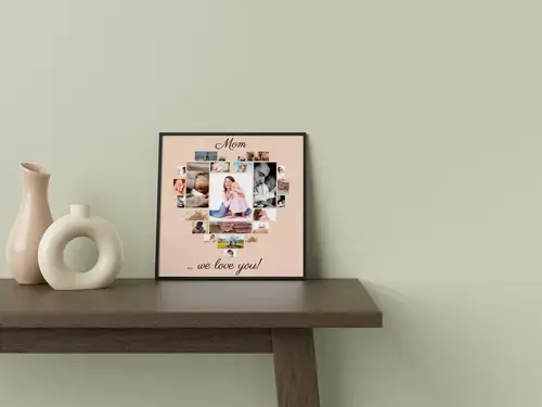 Heart Collage for Mom with "We Love You" Message