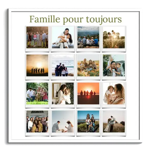 Collage photos de famille Polaroid avec légendes