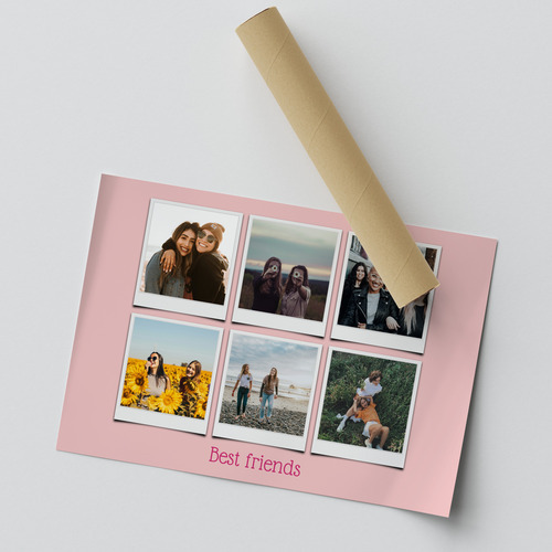 Friends in Polaroid Collage with Text