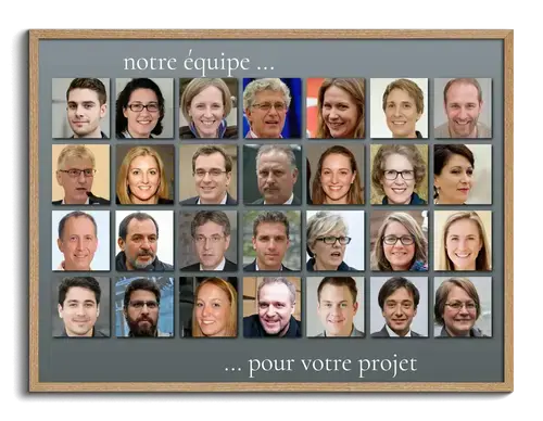 Collage photos dequipe avec photos de tous les employes