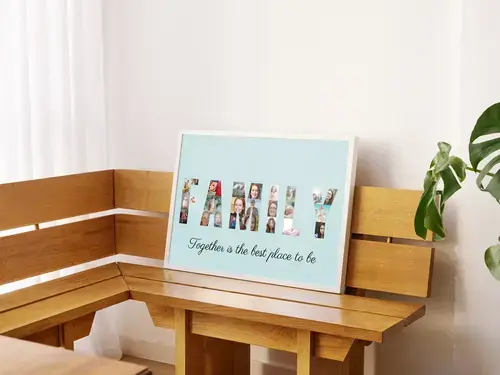 "Personalized Family Photo Collage with Phrase"