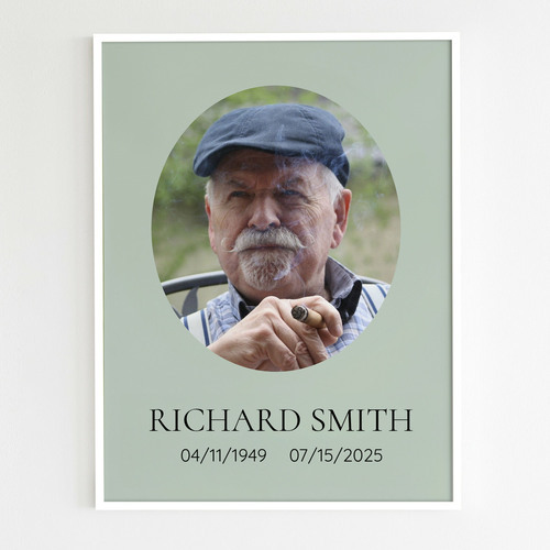 Portrait photo for funeral in oval