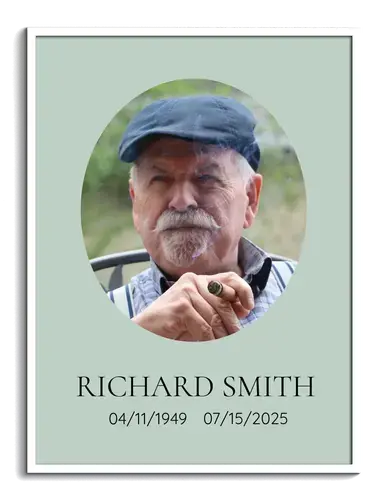 Portrait photo for funeral in oval