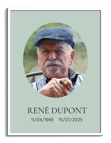 Portrait photo pour funerailles en ovale