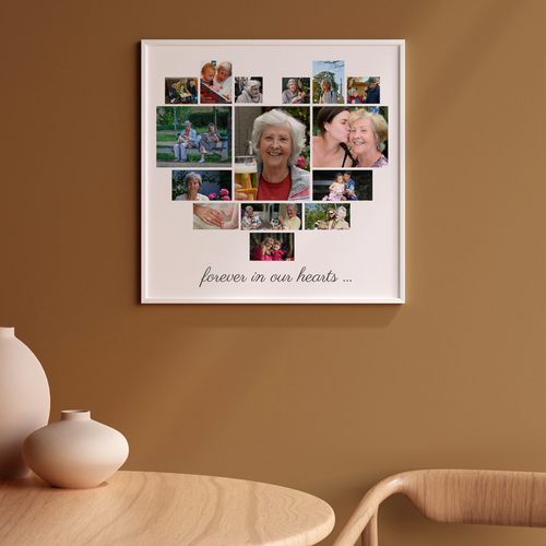 Create a Heart-Shaped Memorial Photo Collage: "Forever in My Heart"