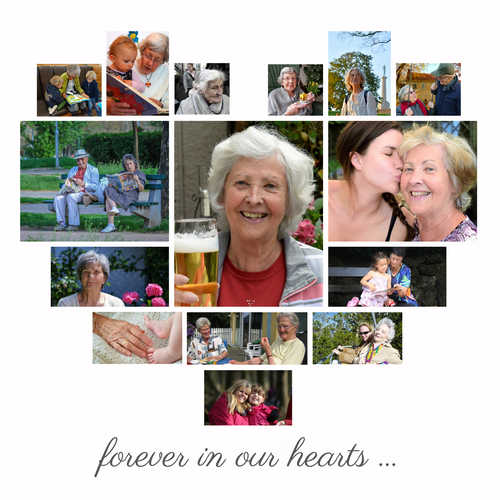 Create a Heart-Shaped Memorial Photo Collage: "Forever in My Heart"