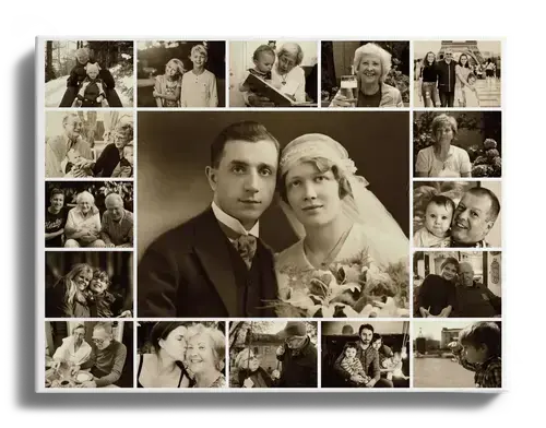Family Photo as Photo Collage Sepia Large Center