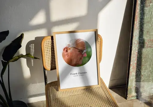 Round Memorial Portrait with Name & Dates
