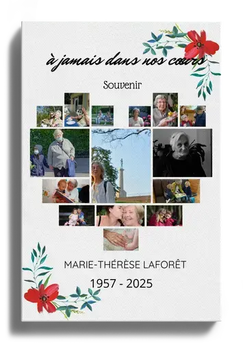 Fotocollage souvenir pour funerailles en coeur
