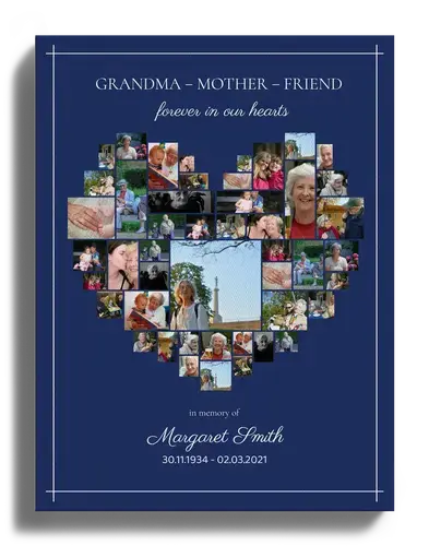 Photo collage memory funeral heart dark