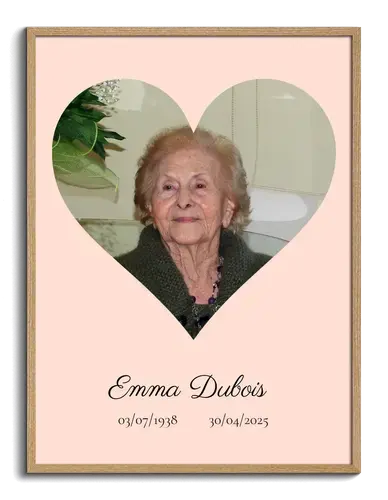 Portrait en coeur pour inhumation