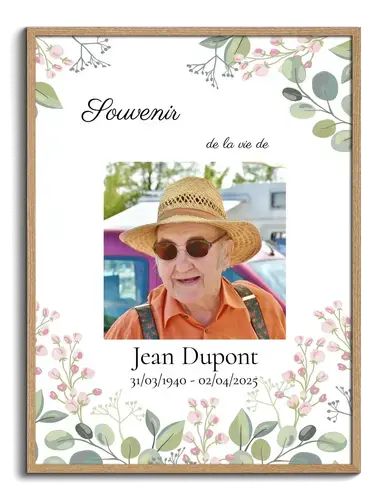Souvenez vous du defunt portrait fleuri photo de deuil avec une photo