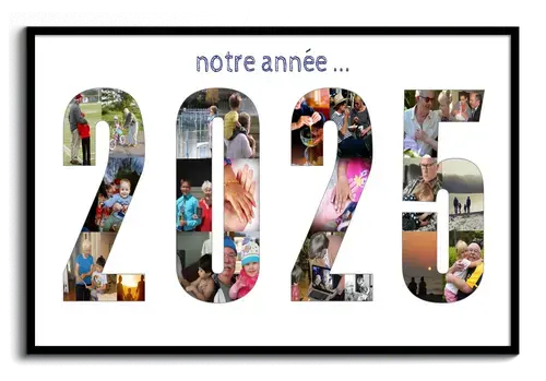 Annee en collage photo avec nombreuses photos et souvenirs