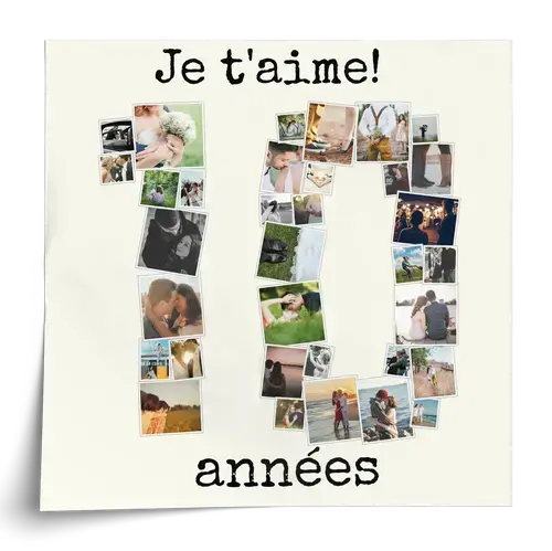 Collage Chiffre "10" Personnalisée Photos