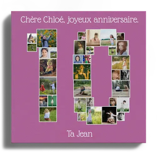 Collage Chiffre "10" Personnalisée Photos