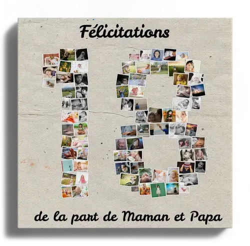 Collage photo "18 ans" personnalisée pour anniversaire ou fête spéciale Collage photo "18 ans" personnalisée pour anniversaire ou fête spéciale