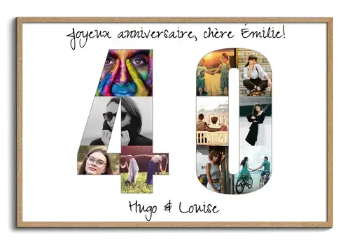 Collage "40" en photos personnalisée