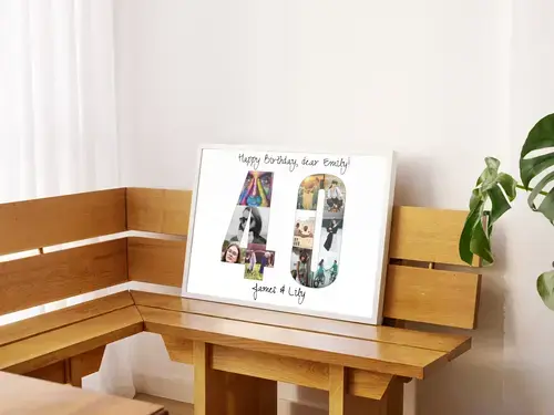 Customizable "40" Photo Collage for Milestones