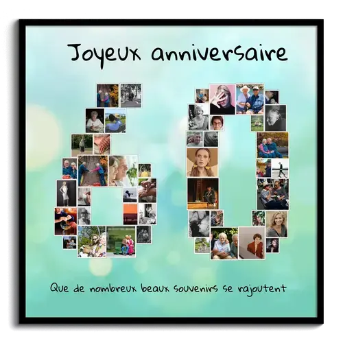 Collage Photo Chiffre 60 Anniversaire Personalizable