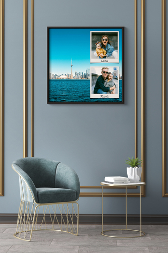 Fotocollage mit großem Urlaubsbild als Hintergrund – 40x40cm